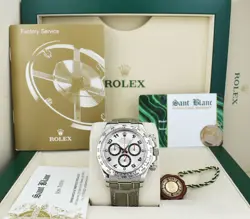 ROLEX 18KT WHITE GOLD DAYTONA SILVER DIAL GRAY LEATHER STRAP 116519 SANT BLANC