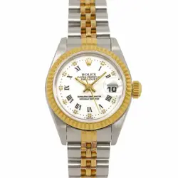ROLEX DATEJUST 69173G SERIAL T 750 YG 10P DIAMOND WHITE DIAL LADIES 90272029