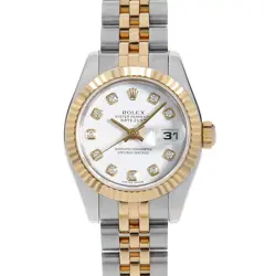 ROLEX DATEJUST 10P DIAMOND 179173G WHITE F NUMBER SECOND HAND WOMEN