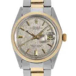 ROLEX DATEJUST 1600 GRAY MOSAIC BAR 29 NUMBER ANTIQUE MENS