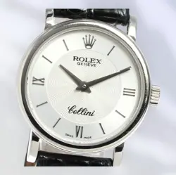 ROLEX CELLINI 6110/9 K18 WG QUARTZ WOMEN'S WATCH USED WITH WARRANTY