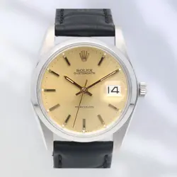 ROLEX OYSTER DATE 6694 MEN'S STAINLESS STEEL BLACK SILVER USED WARRANTY