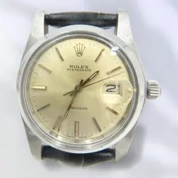 ROLEX MEN'S OYSTER DATE WATCH CHAMPAGNE DIAL SS HAND-WIND USED