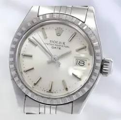 ROLEX 6924 LADIES OYSTER PERPETUAL DATE 34MM STEEL AUTOMATIC USED