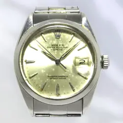 ROLEX OYSTER PERPETUAL DATE WATCH SS 12-PANEL USED