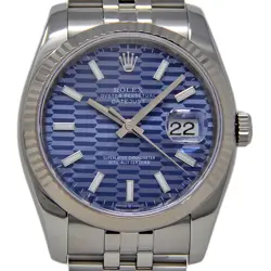 ROLEX DATEJUST 36MM BLUE FLUTED MOTIF 116234 ROLEX WARNTY CARD DATED2007 #1988-1