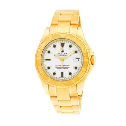 ROLEX 18K YELLOW GOLD 35MM YACHTMASTER WHITE 68628 BOX LIFETIME WARRANTY MINTY