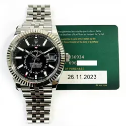 2023 ROLEX SKY-DWELLER 336934, 42MM, STEEL & WHITE GOLD, BRIGHT BLACK DIAL, B...