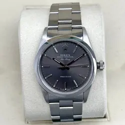 ROLEX AIR KING 34MM MINT RARE GREY DIAL OYSTER PERPETUAL STAINLESS STEEL 1991
