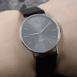 ROLEX CELLINI REF.3833 RARE GREY DIAL VINTAGE WATCH 18KWG WHITE GOLD SOLID 1970