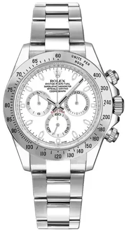 ROLEX COSMOGRAPH DAYTONA SELF-WINDING WHITE DIAL STEEL BEZEL MENS DRESS WATCH