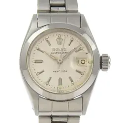 ROLEX OYSTER DATE CIRCA 1960 6406 STAINLESS HAND-WOUND MEN'S SILVER WRISTWATCHES