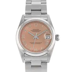 ROLEX DATEJUST 31 68240 PINK SALMON ROMAN STEEL SMOOTH OYSTER MENS WATCH 1999