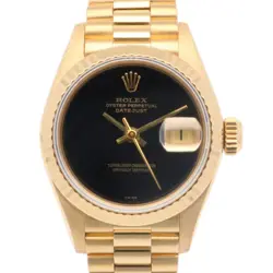 ROLEX DATEJUST WATCHES K18 YELLOW GOLD NO. 96, 1986 MODEL, ONYX DIAL, USED