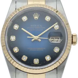 ROLEX DATEJUST MEN'S WATCH 10P DIAMOND BLUE GRADIENT DIAL 16233G(T) K18YG/ST...