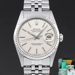 ROLEX DATEJUST 16234 36MM 1996 STEEL SILVER DIAL FULLSET 1Y WARRANTY