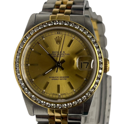 ROLEX DATEJUST 31MM 68273 TWO-TONE DIAMOND BEZEL CHAMPAGNE DIAL 1988 WOMEN'S WAT