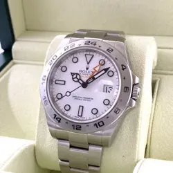 ROLEX EXPLORER II 216570 STAINLESS STEEL RARE ERROR BEZEL MEN'S WATCH
