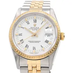 ROLEX MENS OYSTER PERPETUAL DATE 15223 WHITE ROMAN INDEX AUTOMATIC WRISTWATCH