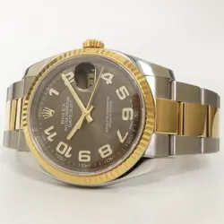 ROLEX DATEJUST 36 18K YELLOW GOLD & STAINLESS STEEL OYSTER BROWN DIAL 116233