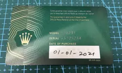 ROLEX GENUINE 126231 DATEJUST YEAR 2021 WARRANTY CARD RANDOM SERIES