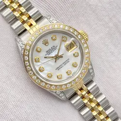 ROLEX DATEJUST 26MM 69173 MOP DIAMOND DIAL DIAMOND BEZEL & SHOULDERS JUBILEE