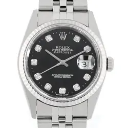 ROLEX DATEJUST 10P DIAMOND 16234G BLACK K NUMBER SECOND HAND MENS