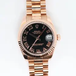 2016 MINT ROLEX 178275 PRESIDENT DATEJUST 31MM 18K ROSE GOLD BLACK ROMAN WATCH