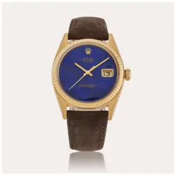 ROLEX #1601 WATCH, RARE LAPIS LAZALI-YELLOW GOLD WRISTWATCH- PRECIOUS STONE DIAL