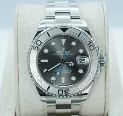 ROLEX 268622 YACHTMASTER PLATINUM BEZEL SLATE DIAL 37MM 2022 WARRANTY FULL SET
