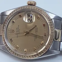 ROLEX DATE 34 MM TWO TONE OYSTER CHAMPAGNE AUTOMATIC WATCH 1505 CIRCA 1974