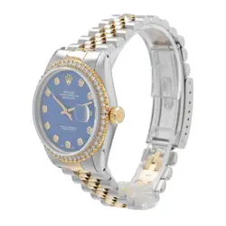 ROLEX MENS DATEJUST TWOTONE WATCH BLUE DIAMOND DIAL & BEZLE JUBILEE BAND 36MM