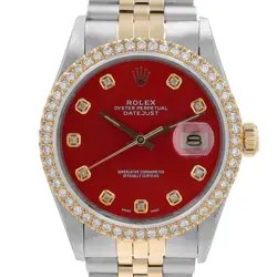 ROLEX MENS DATEJUST TWOTONE WATCH BLUE DIAMOND DIAL & BEZLE JUBILEE BAND 36MM