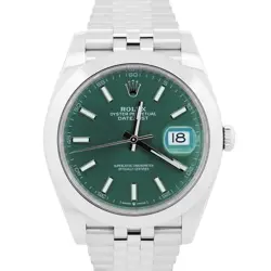 MINT PAPERS ROLEX DATEJUST 41MM GREEN STAINLESS STEEL JUBILEE 126300 BOX