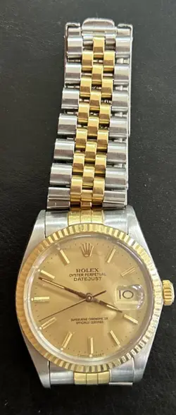 ROLEX DATEJUST 18K GOLD & STAINLESS JUBILEE BRACELET REF# 16013 100% AUTHENTIC.