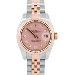 LADIES ROLEX DATEJUST 26MM FACTORY PINK DIAMOND 18K ROSE GOLD JUBILEE 179171