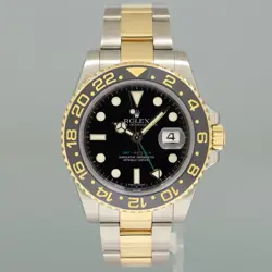 MINT Rolex GMT-Master II 2 Ceramic 116713 Black Two Tone Steel Gold Watch Box