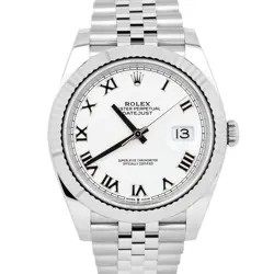 MINT PAPERS ROLEX DATEJUST 41 WHITE ROMAN STAINLESS WATCH JUBILEE 126334 BOX