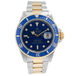 ROLEX SUBMARINER 16613 TWOTONE MENS WATCH BLUE DIAL & INSERT OYSTER BAND 40MM