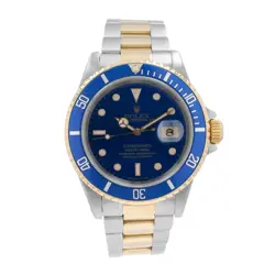 ROLEX SUBMARINER 16613 TWOTONE MENS WATCH BLUE DIAL & INSERT OYSTER BAND 40MM