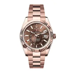 ROLEX SKY-DWELLER WATCH 42MM CHOCOLATE INDEX HOUR MARKERS DIAL ROSE GOLD