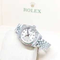 ROLEX 26MM OYSTER PERPETUAL SILVER DIAMONDS DATEJUST REF: 179174 (2016)