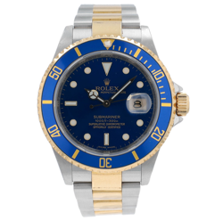 2008 ROLEX SUBMARINER 16613 TWOTONE WATCH BLUE DIAL OYSTER  W/ BOX & CERT 40MM