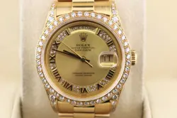 Rolex Day-Date 18388 Champ Myriad Diam Dial Bezel 18kt President W Papers 36mm