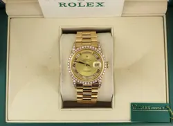 Rolex Day-Date 18388 Champ Myriad Diam Dial Bezel 18kt President W Papers 36mm