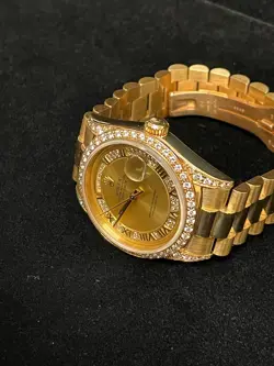 Rolex Day-Date 18388 Champ Myriad Diam Dial Bezel 18kt President W Papers 36mm