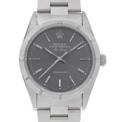 ROLEX AIR KING 14010 GRAY BAR W NUMBER SECOND HAND MENS