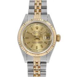 ROLEX DATEJUST 69173 CHAMPAGNE GOLD BAR L NUMBER SECOND HAND WOMEN