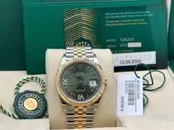 2024 ROLEX DATEJUST 126233 OLIVE GREEN DIAMOND 18K YELLOW GOLD STEEL BOX PAPER