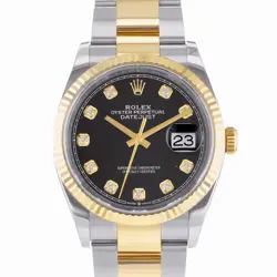 ROLEX DATEJUST 36 126233 BLACK DIAMOND STEEL YELLOW GOLD OYSTER MENS WATCH